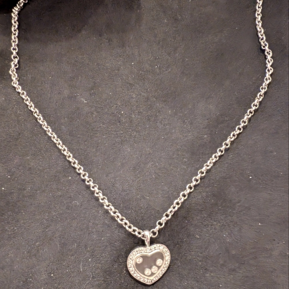 14K White Gold Chopard inspired Floating Diamond Necklace
